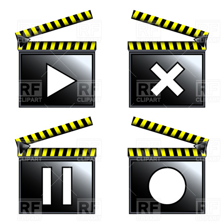 453x453 Movie Cinema Clapboard Icons Royalty Free Vector Clip Art Image