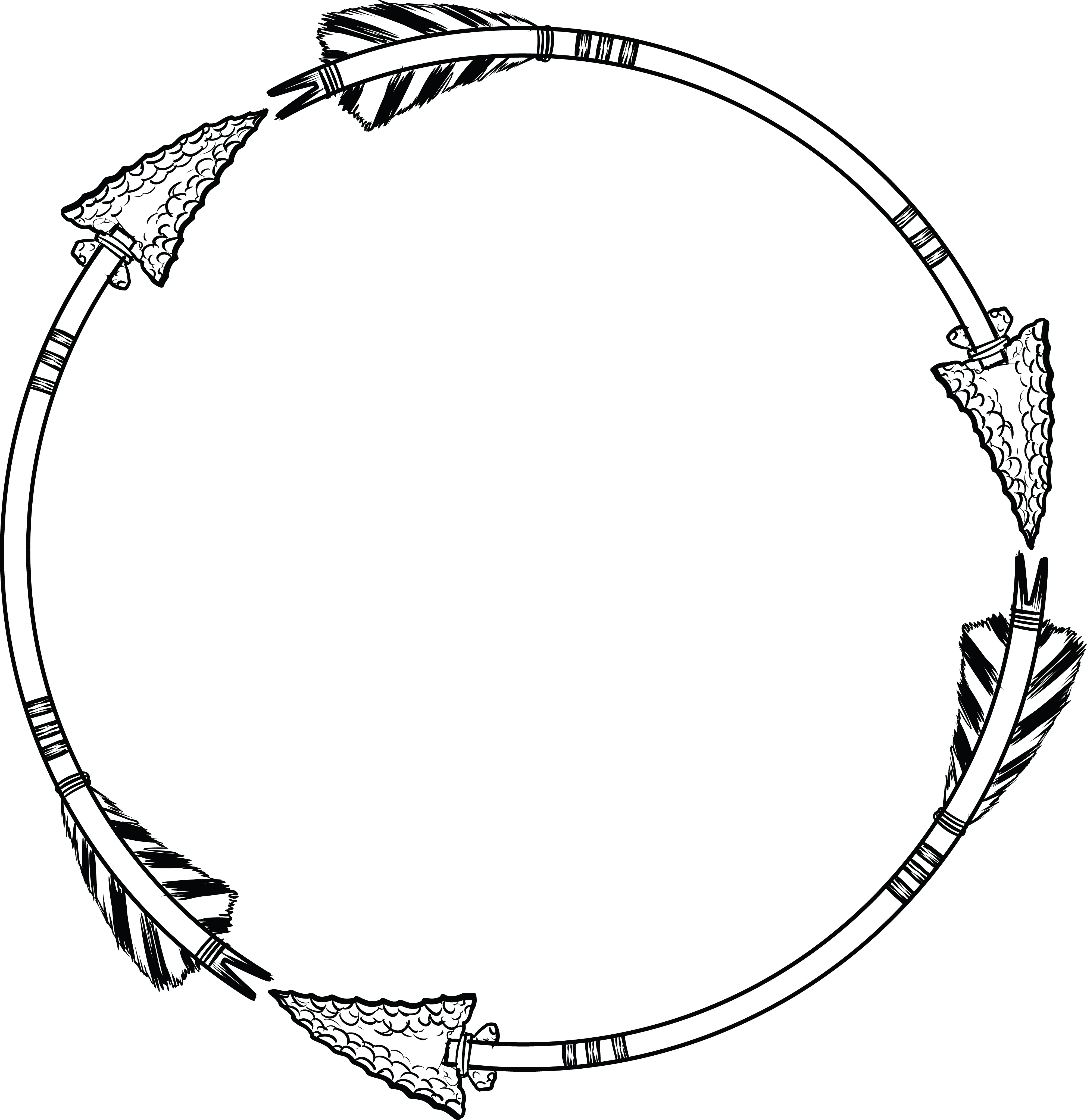 4000x4122 Clipart Of A Flint Arrow Circle Shaped Frame