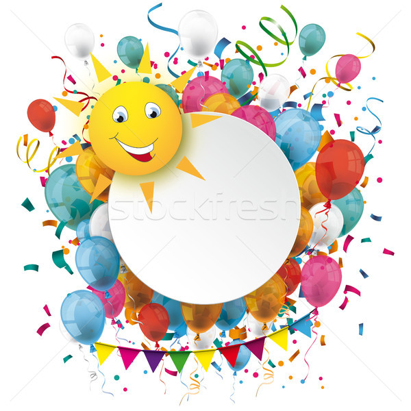 600x600 Golden Paper Circle Balloons Confetti Funny Sun Vector