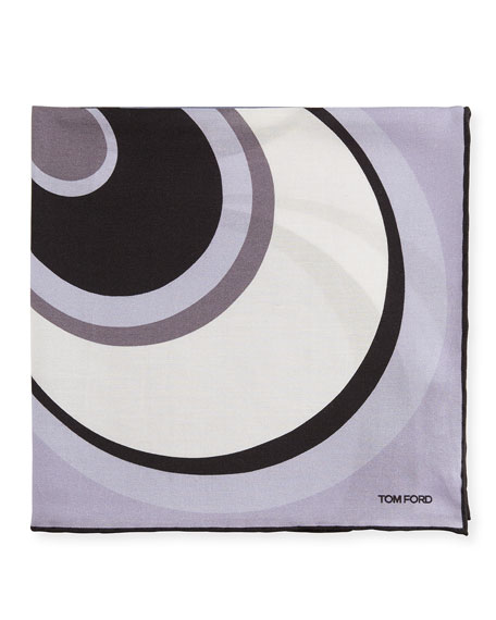 456x570 Tom Ford Circle Swirl Pocket Square, Lavender