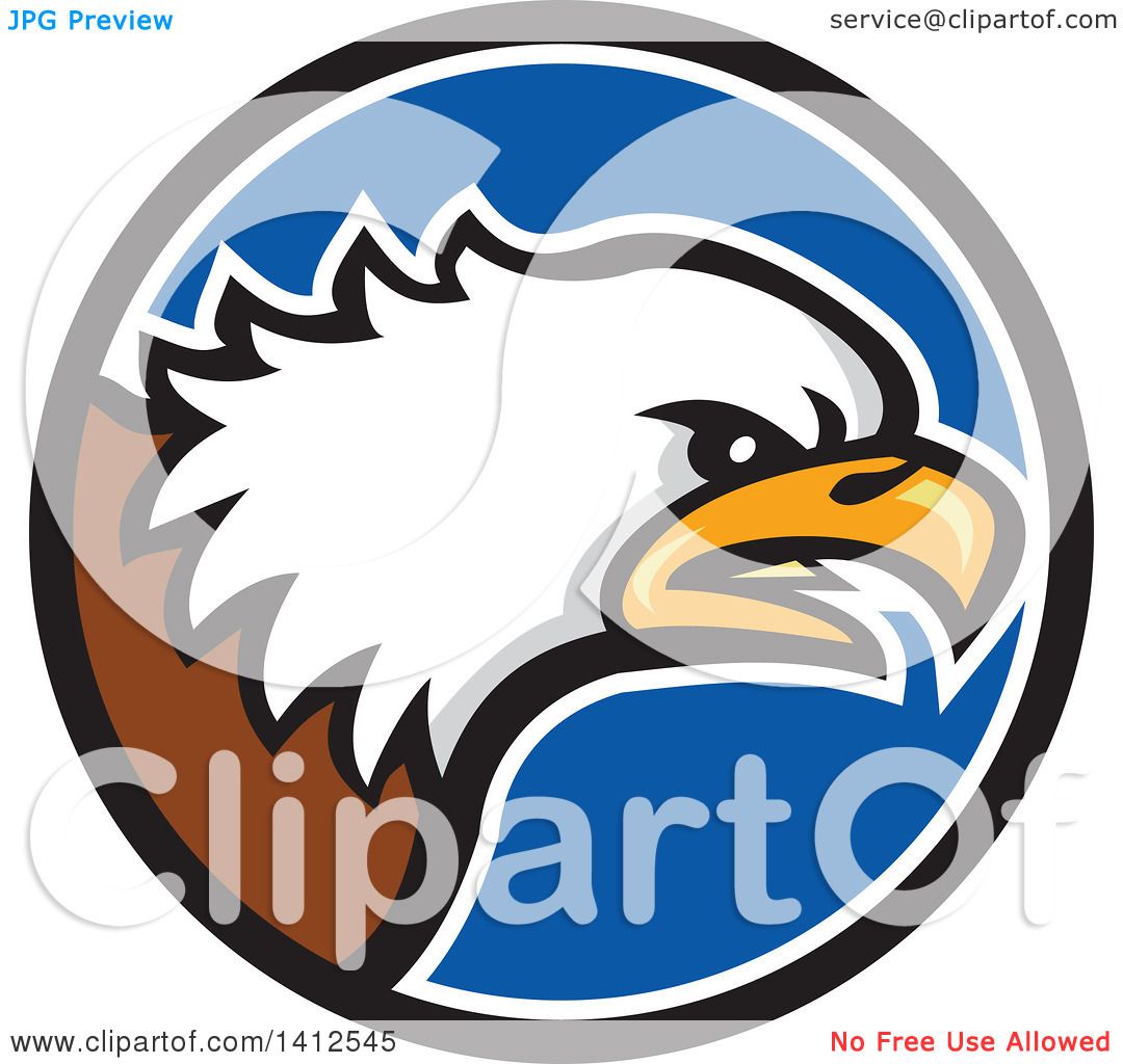 1080x1024 Clipart Of A Cartoon Angry Bald Eagle Head In A Blue Black