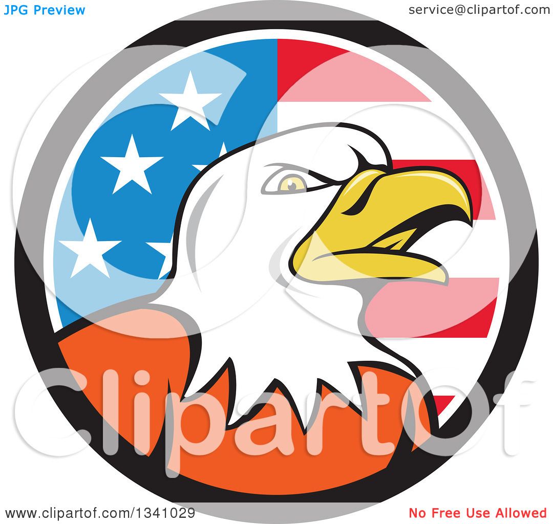 1080x1024 Clipart Of A Cartoon Bald Eagle Head In An American Flag Circle