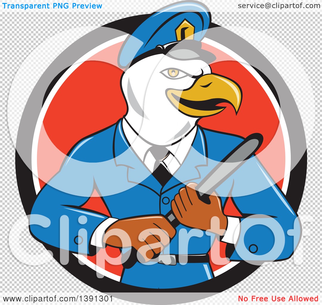 1080x1024 Clipart Of A Cartoon Bald Eagle Police Officer Man Holding A Baton