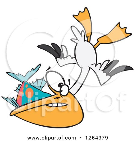 450x470 Clipart Of A Retro Pelican Bird In An Orange White Blue And Gray
