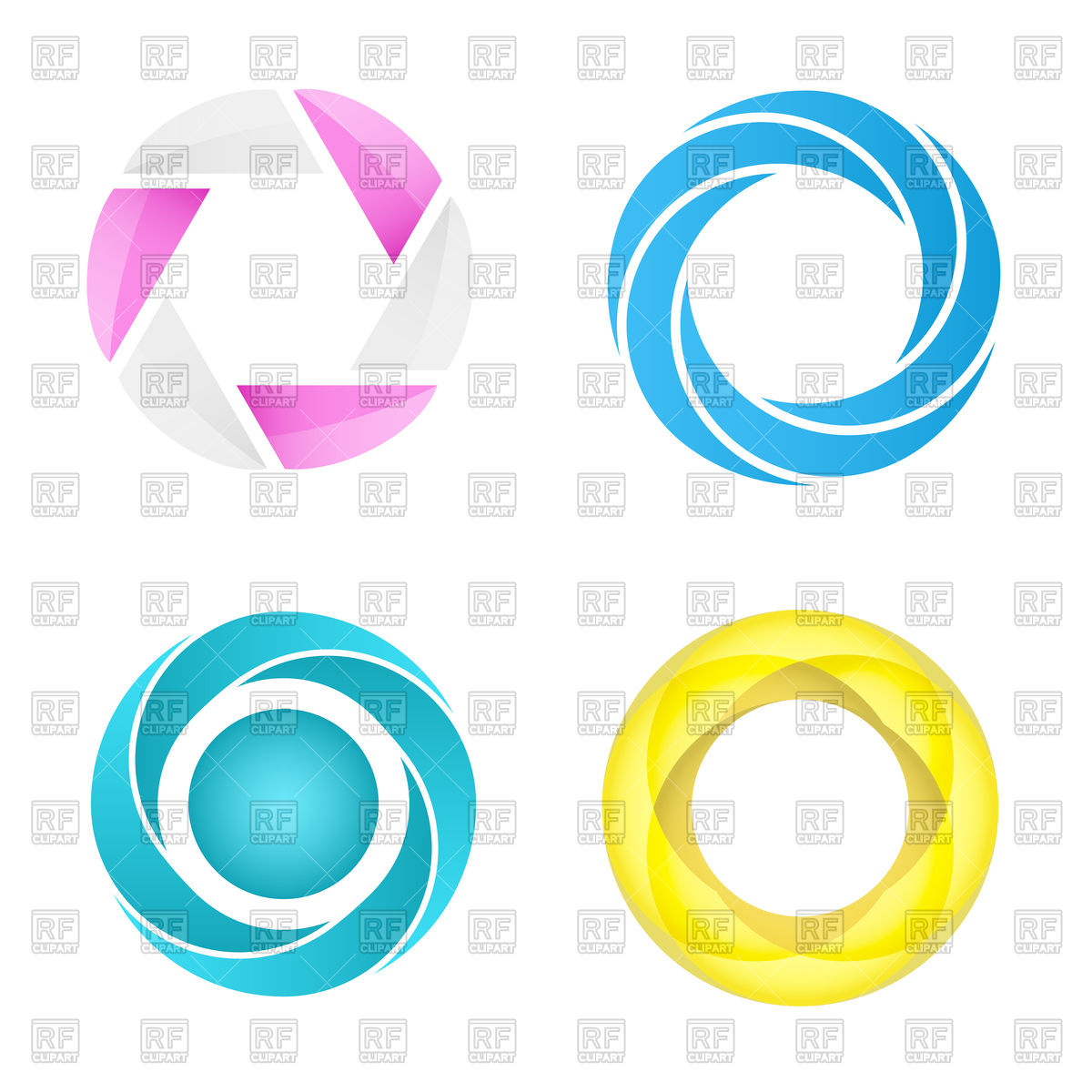 1200x1200 Four Segmented Circles In Different Styles Royalty Free Vector