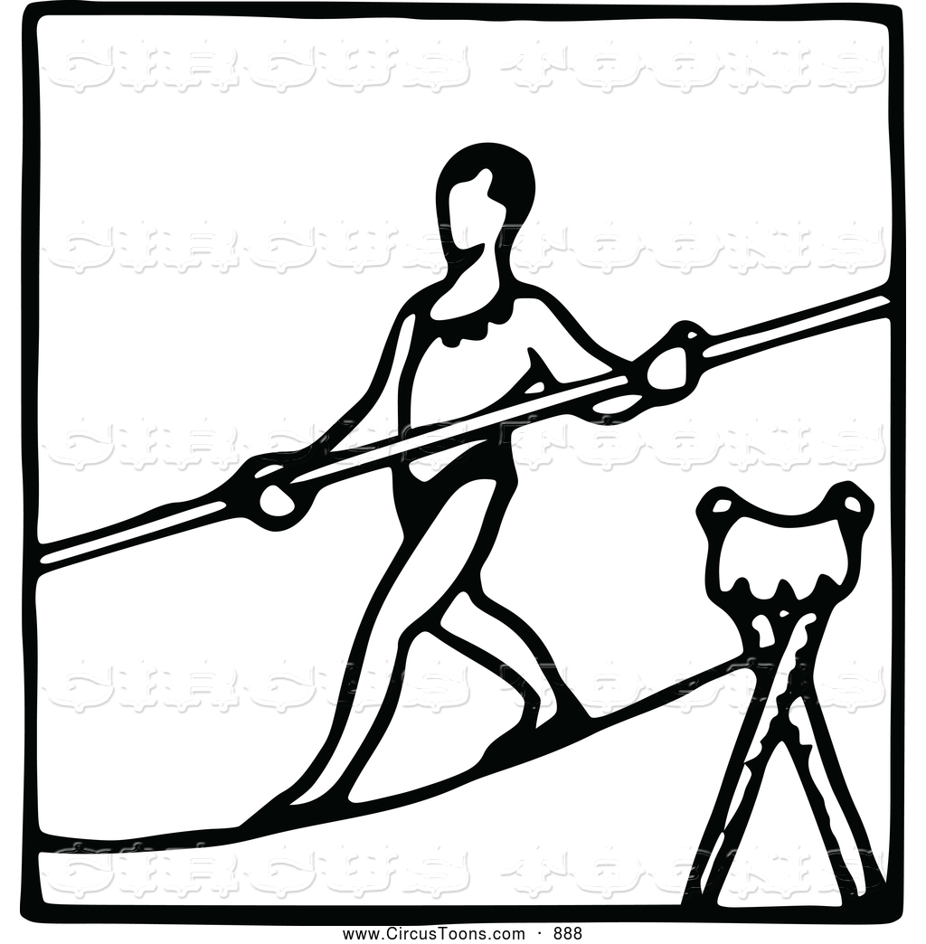 1024x1044 Circus Clipart Of A Black And White Sketch Of A Tightrope Walker