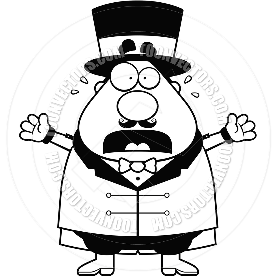 940x940 Cartoon Circus Ringmaster Panic (Black And White Line Art) By Cory