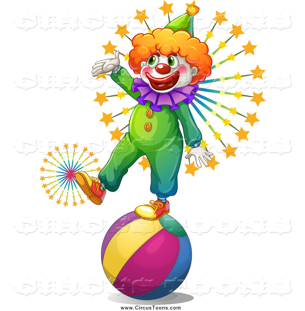 1024x1044 Circus Clipart Of A Presenting Clown Balanced On A Ball Over