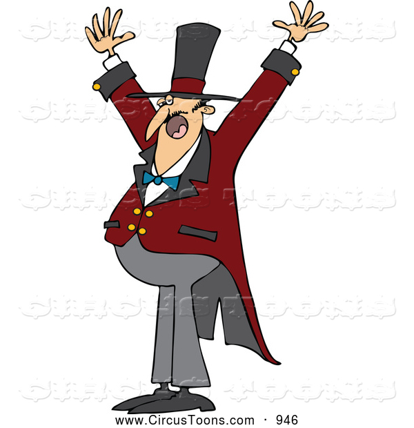 600x620 Circus Clipart Of A Cheerful Enthusiastic Circus Ringmaster Man