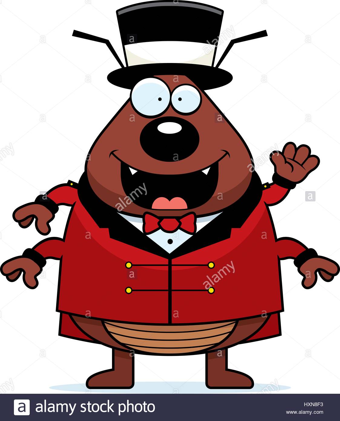 1123x1390 A Cartoon Illustration Of A Flea Circus Ringmaster Smiling