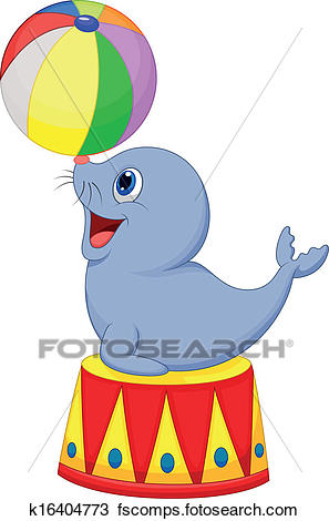 297x470 Clipart Of Circus Seal Cartoon Playing A Ball K16404773