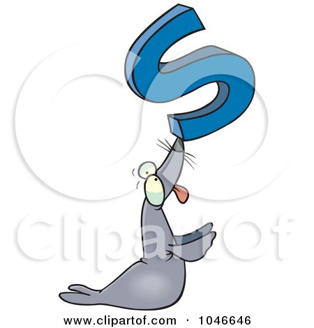 450x470 Clipart Of A Cartoon Circus Seal Balancing A Ball On His Nose