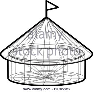 325x320 Circus Tent In Wireframe Form. Vector Illustration On White Stock