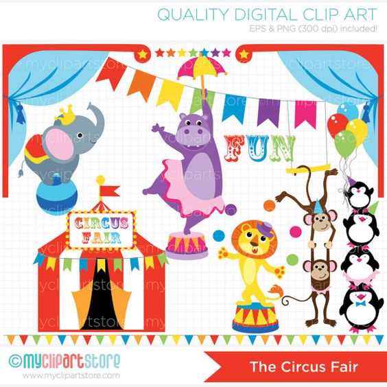 564x564 The Animal Circus Clip Art Digital Clipart By Myclipartstore