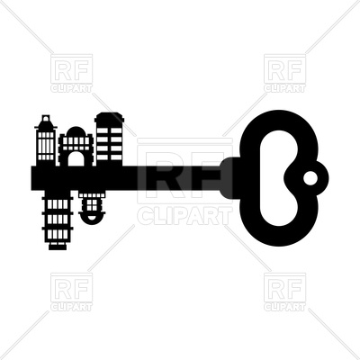 400x400 Key To City Concept. Buildings And Homes. Royalty Free Vector Clip