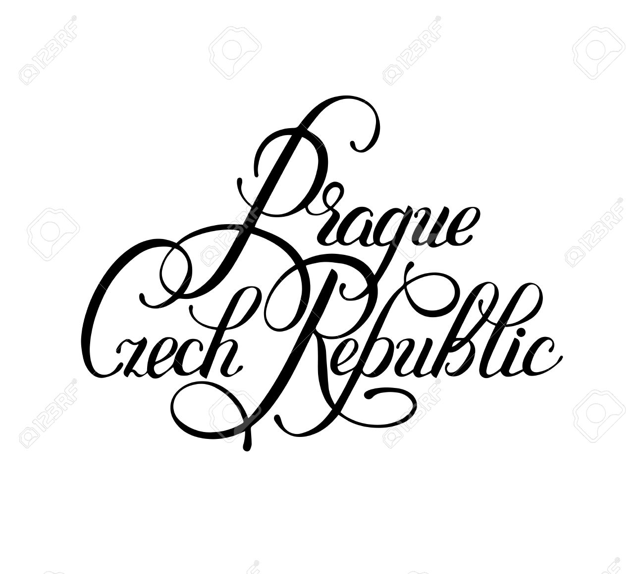 1300x1160 Black Ink Hand Lettering Inscription Prague Czech Republic