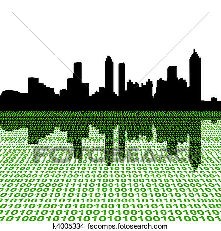 450x470 Drawings Of Atlanta Skyline With Binary K4005334