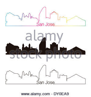 300x320 San Jose City Skyline Black And White Silhouette. Vector Stock
