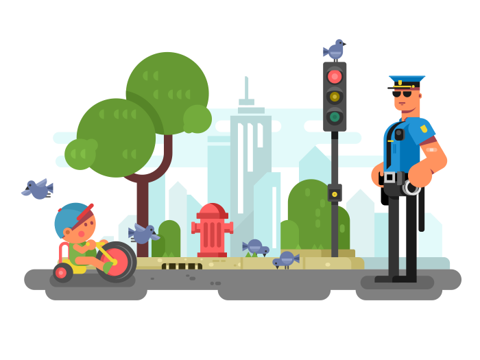 700x525 Police Officer On The City Street Flat Vector Illustration Flat