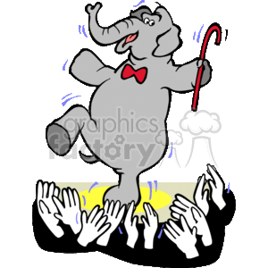 300x300 Royalty Free Gray Elephant Dancing In Front Of A Crowd Of Hands