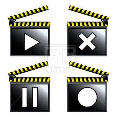 400x400 Movie Cinema Clapboard Icons Royalty Free Vector Clip Art Image