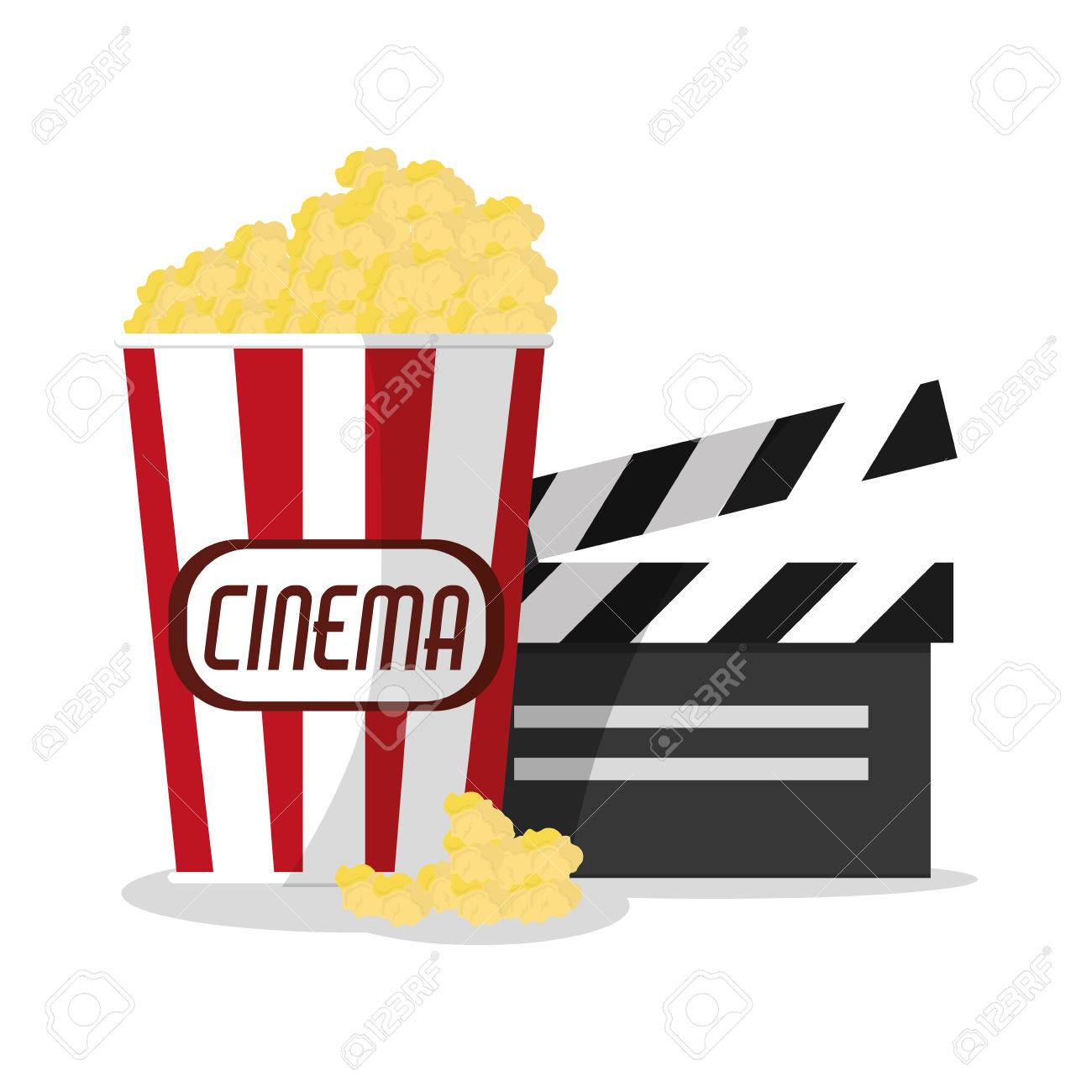 1300x1300 Pop Corn Clapboard Icon. Cinema Movie Video Film