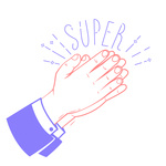 150x150 Icon Clapping Hands With Text Super Royalty Free Vector Clip Art