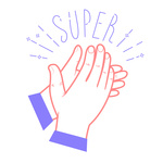 150x150 Icon Clapping Hands With Text Super Royalty Free Vector Clip Art