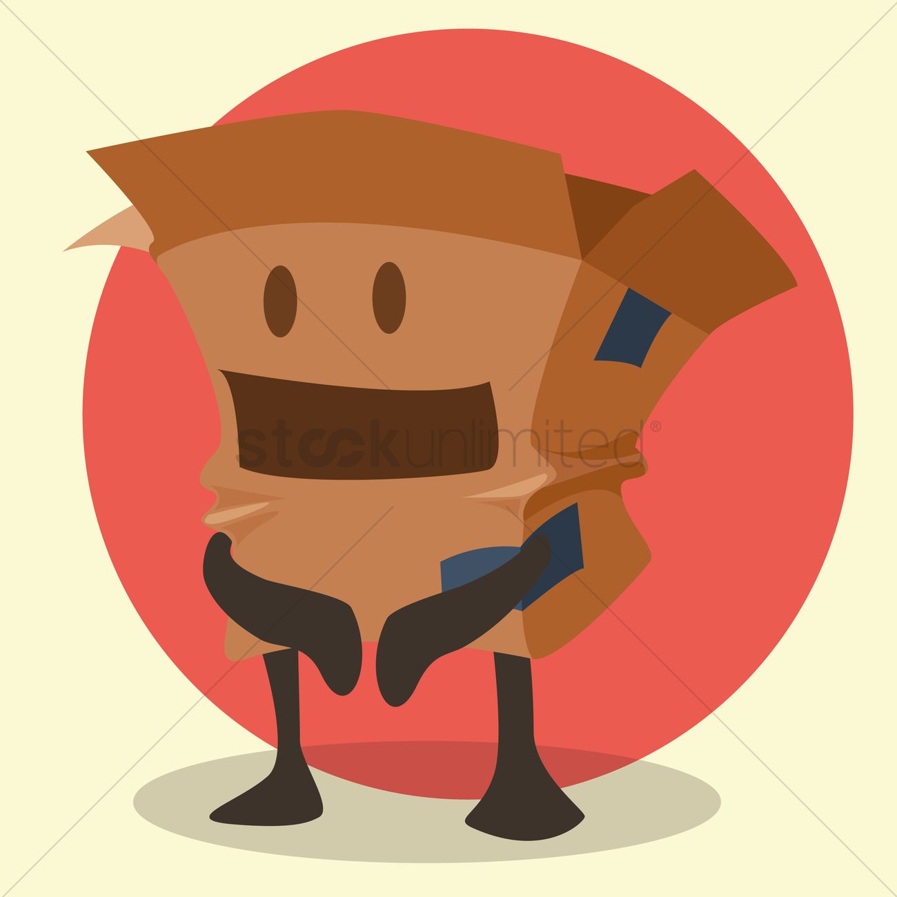 1300x1300 Happy Cardboard Box Cartoon Clapping Hands Vector Image