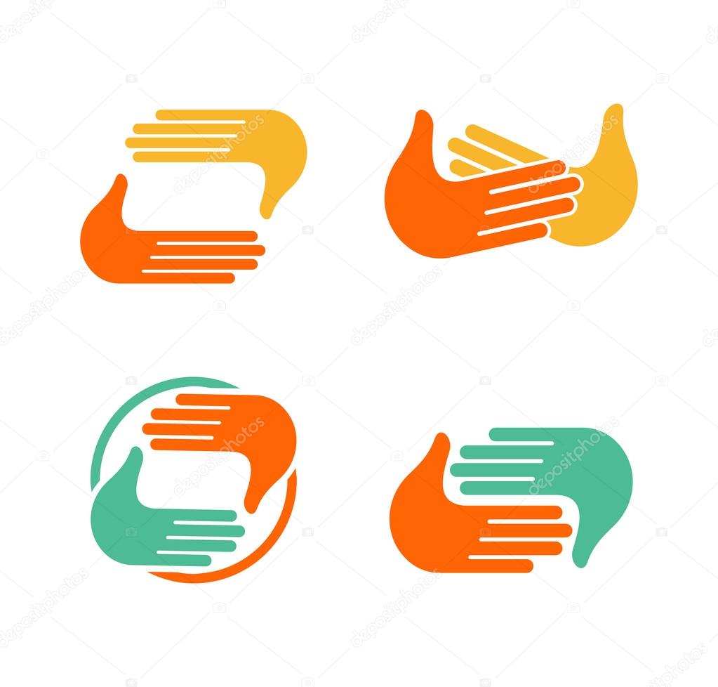 1023x978 Isolated Abstract Clapping Hands Logo Set. Give Five Logotype