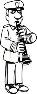 120x300 And White Man Playing Clarinet Clip Art Image