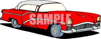 350x138 Royalty Free Clip Art Image Classic Car Red Fifties Style Car