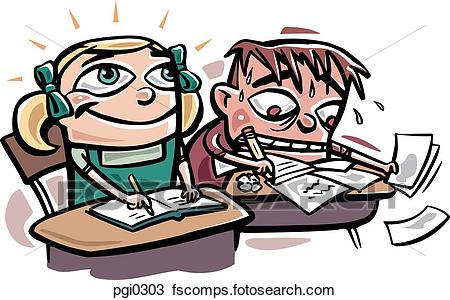 450x300 Drawing Of A Scene In A Classroom Showing An Enthusiastic Girl