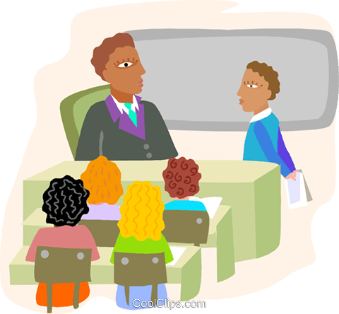 480x444 Classroom With Students And Teacher Royalty Free Vector Clip Art