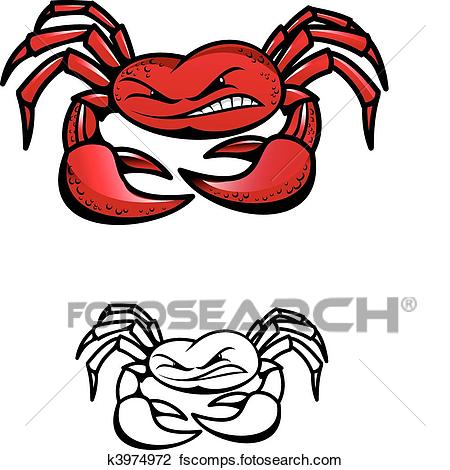450x470 Clipart Of Red Crab With Claws K3974972
