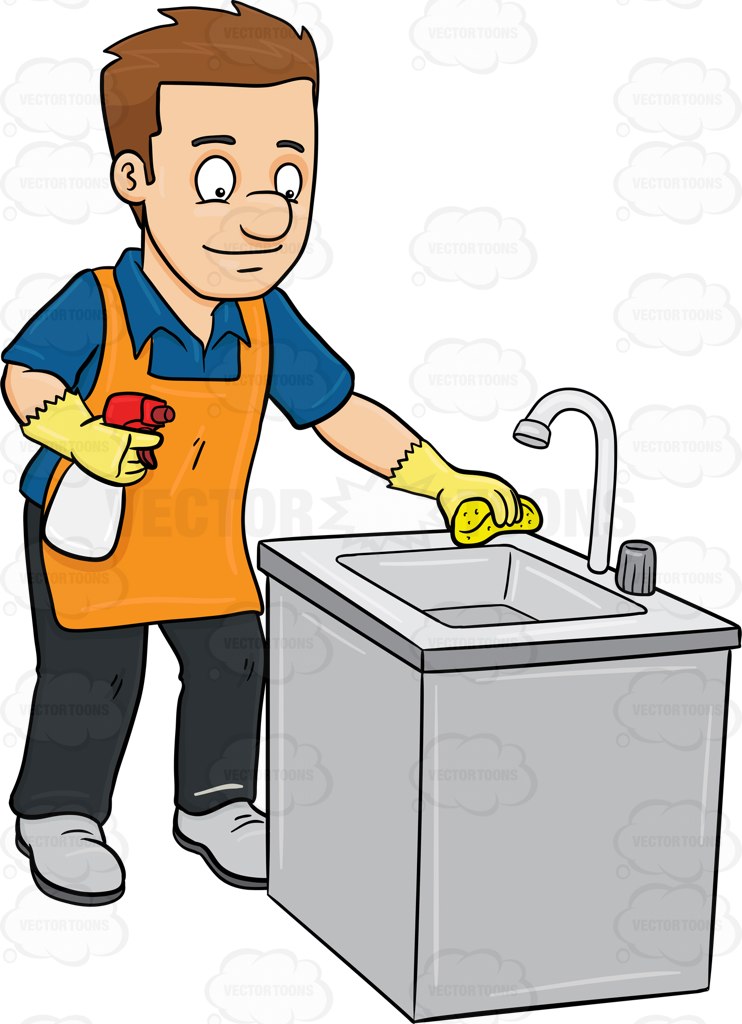 742x1024 Cartoon Kitchen Sink Cabinets. Cartoon People At Kitchen Sink