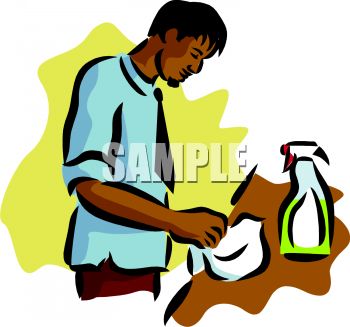 350x327 Royalty Free Clip Art Image A Hispanic Man Cleaning A Counter