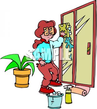 310x350 A Woman Cleaning A Sliding Glass Door