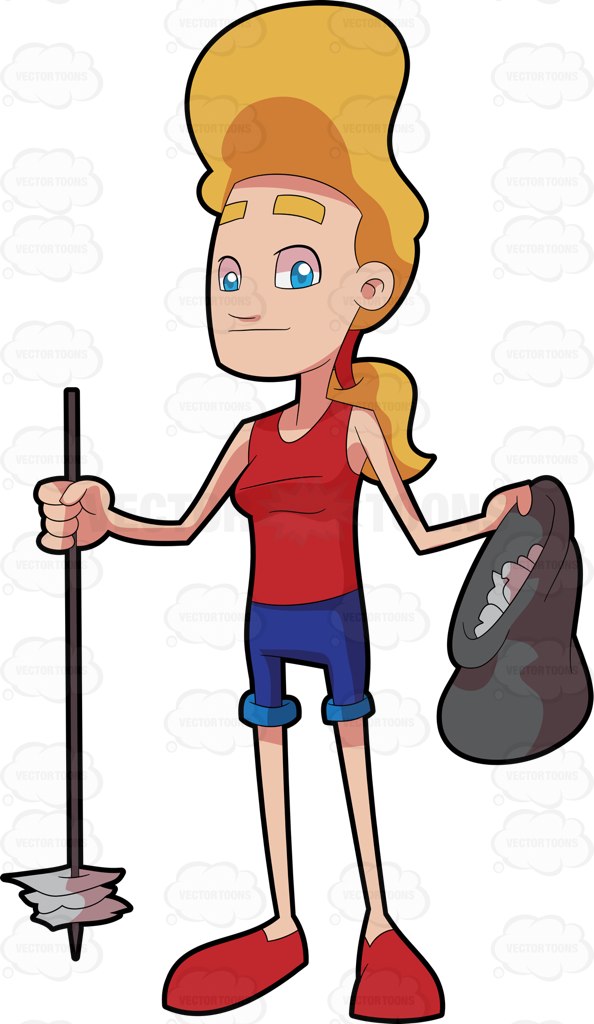 594x1024 Pulling Trash Cart Clipart