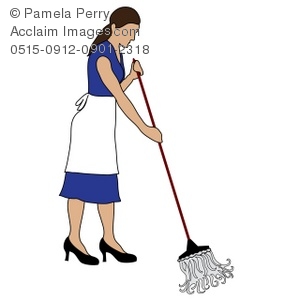 300x300 Art Illustration Of A Cleaning Woman Mopping A Floor Stock Photography
