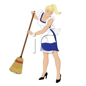300x300 Art Image A Smiling Blond Woman With A Broom