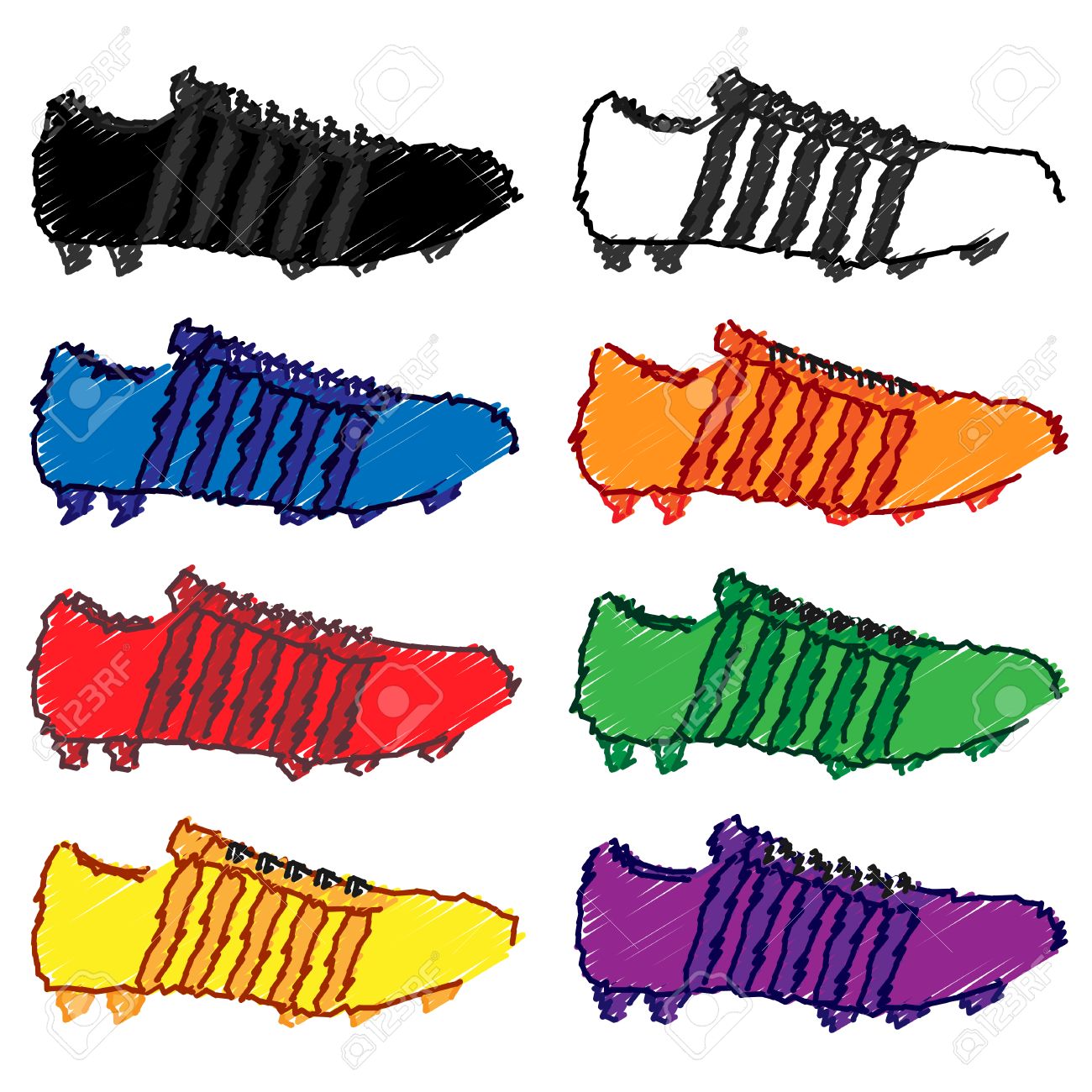 1300x1300 Football Cleats With Stripes In Different Colours Black White