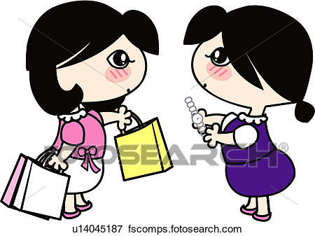 450x337 Clip Art Of Shopping Bag, Shop, Wrist Watch, Holding, Store Clerk