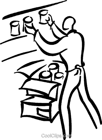 351x480 Clerk Stocking Shelves Royalty Free Vector Clip Art Illustration