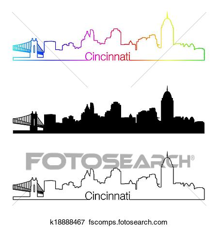 450x470 Clipart Of Cincinnati Ohio City Skyline Silhouette K17883484