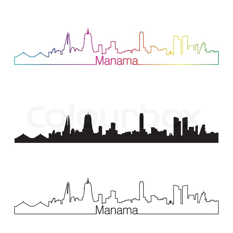 800x800 Manama Skyline Linear Style With Rainbow In Editable Vector File