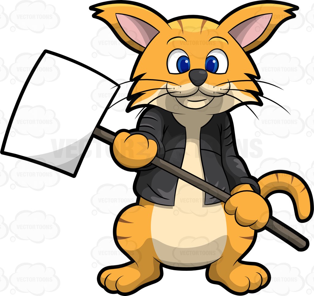 1024x966 Clifford The Cat Holding A Sign Board Cartoon Clipart
