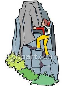 225x300 Man Climbing Mountain Clipart