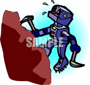 300x283 Robot Climbing A Mountain Clipart Picture