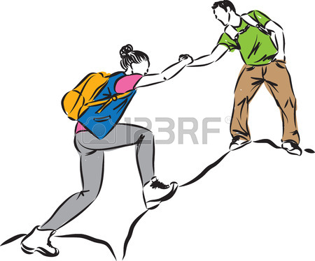 450x374 Businessman Helping To Climb Businesswoman Concept Illustration